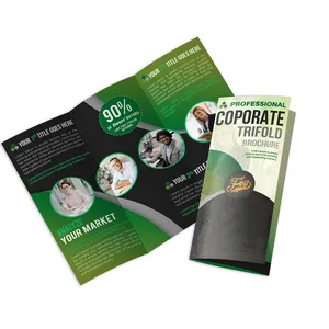 Servicio de impresión personalizado de alta calidad, folleto doblado, promoción, folleto publicitario, Impresión de folleto triple