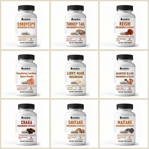 Aogubio OEM nhãn hiệu riêng sư tử bờm Reishi Chaga 8 trong 1 phức tạp nấm chiết xuất viên nang hữu cơ nấm viên nang - Product Image 2