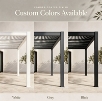 Pergola de jardin moderne imperméable avec toit à lames orientables télécommandées, système bioclimatique en aluminium pour l'ombrage des terrasses arrière-cour