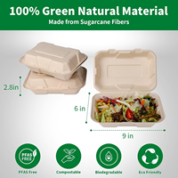 Boîte à gâteau bento en bagasse jetable, emballage alimentaire compostable à clapet pour plats à emporter