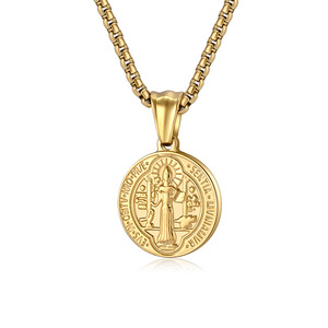 Joyería única y popular: Collar Exorcista de San Benito, Colgante de Moneda de Acero de Titanio, Artístico y Versátil - Product Image 1