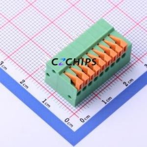 JL141V-25409GA1 Spring Terminal Block Through hole Component (THT),P=2.54mm Connector 1x9P 2.54mm Green Through Hole - Product Image 1