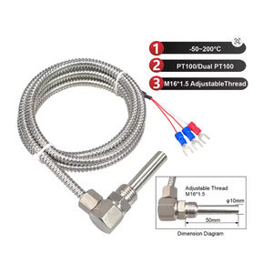 مستشعر حرارة المحرك ذو المسبار الفولاذي المقاوم للصدأ بزاوية قائمة <span class=keywords><strong>RTD</strong></span> <span class=keywords><strong>PT100</strong></span> - Product Image 3