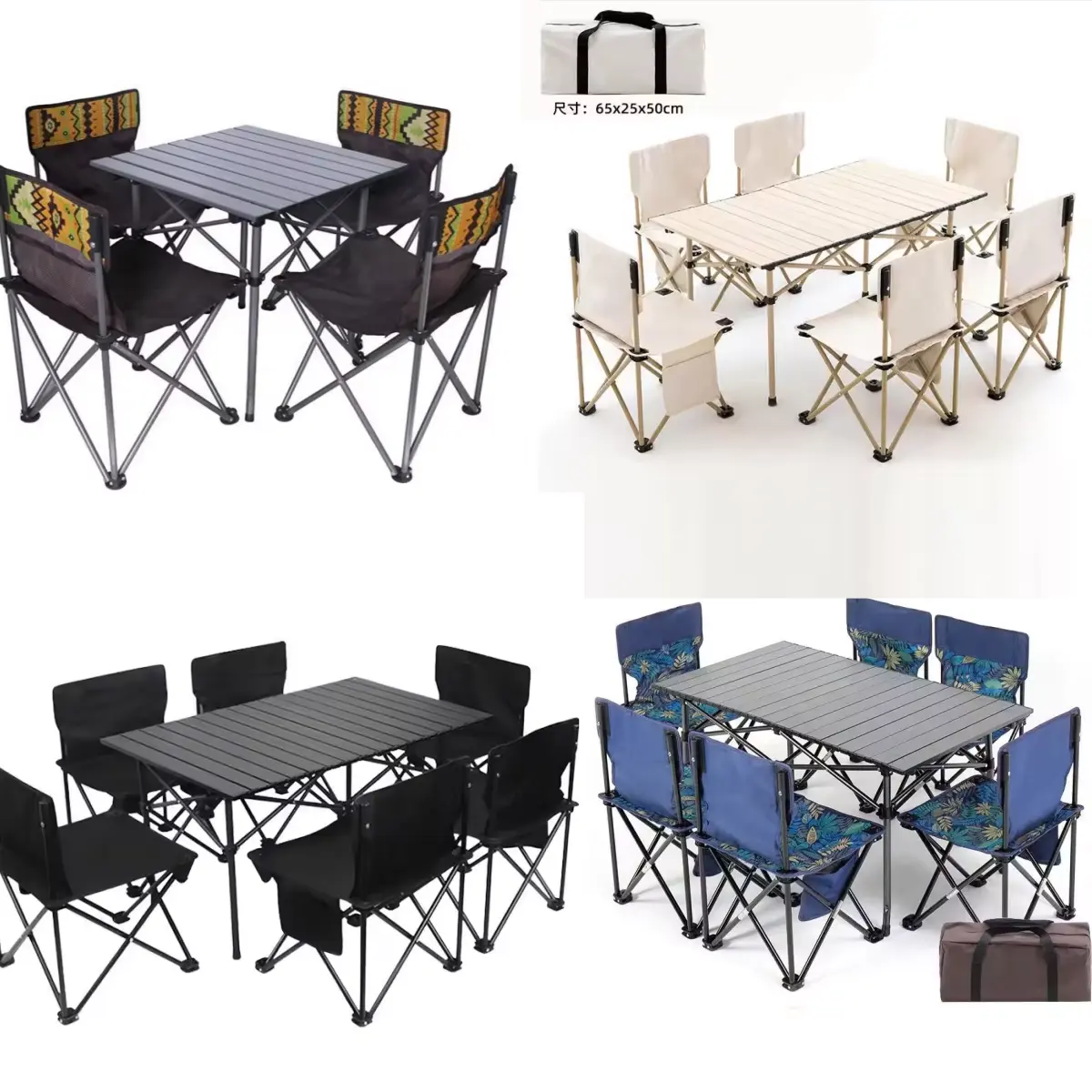 Outdoor Furniture Portable Folding 1 table 2/4/6 chair Camping beach Folding Table and Chair Set