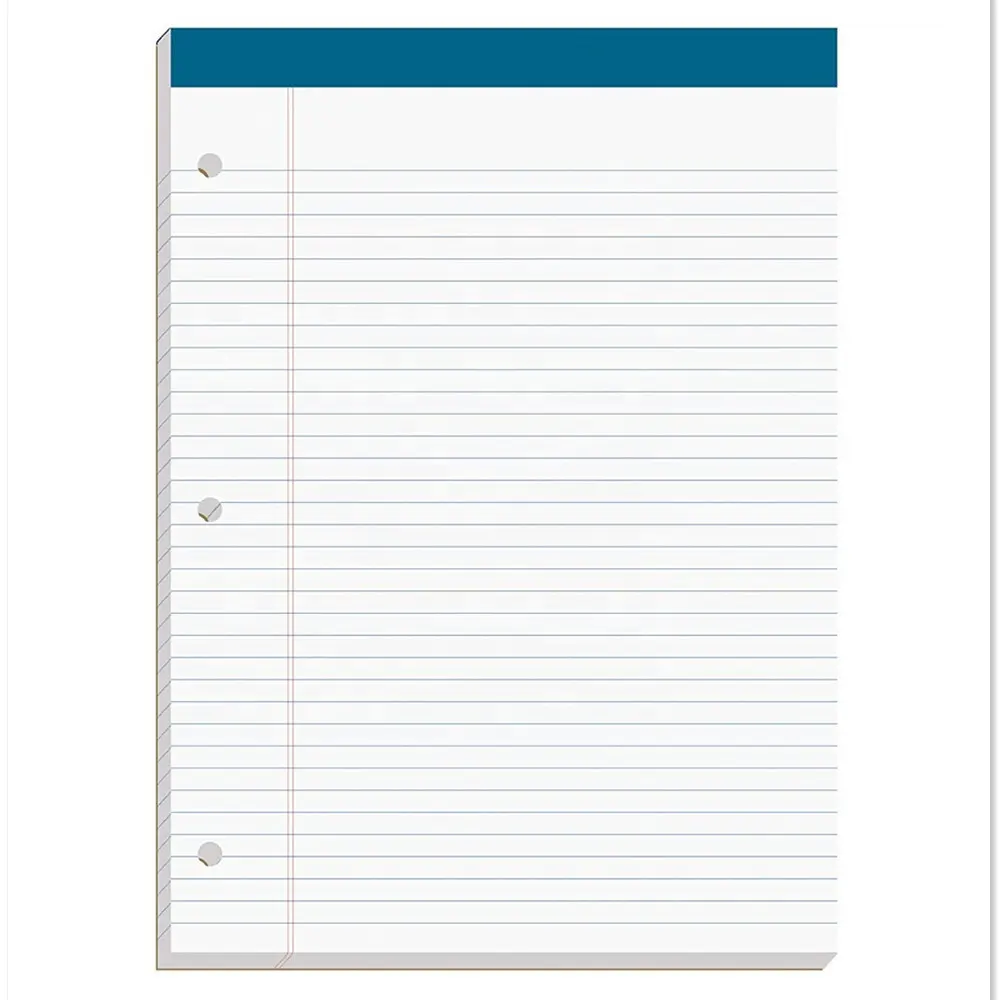 Bloc de notas de escritura personalizado, Bloc de notas de 8,5x11,75 pulgadas de papel blanco con 3 agujeros perforados, Bloc de notas Legal de 100 hojas