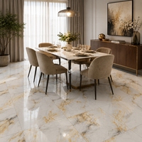 Carreaux de marbre poli brillant de luxe 600x600 à veines dorées blanches pour sol et mur de salon de villa, porcelaine 60x60