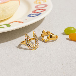 Anillo Apilable de Circonita J&D, Anillo Ajustable en Forma de U, Chapado en Oro, Acero Inoxidable, Anillo Brillante con Pedrería, Regalo Moderno para Ella - Product Image 5