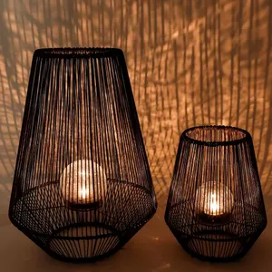 2024 Hot sale weatherproof natural durable flameless large LED solar powered garden decorative rattan lantern for outdoor use