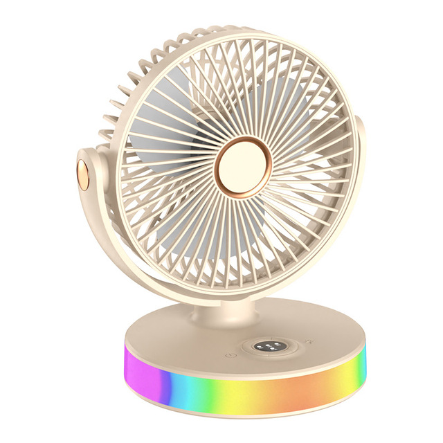 Cool LED Lighting 3-Speed Low Noise Desktop Fan USB/Plug-In Charging Portable Mini Fans for Dormitory Office Household & Car Use