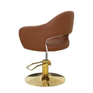 Sillón de Estilismo Marrón con Base Dorada, Respaldo Envolvente con Recortes, Elevación Hidráulica, Venta al por Mayor para Salones - Product Image 2
