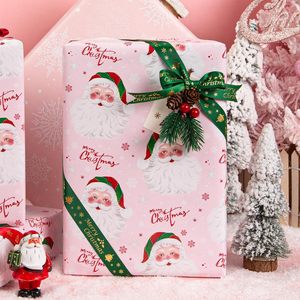 Papel de Regalo Navideño Burymento, Diseño Rosa de Santa Claus, 17 Pulgadas x 32.8 Pies, Papel Ecológico para Manualidades y Regalos - Product Image 2