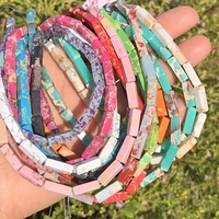 Perles en pierres précieuses naturelles, barres rectangulaires, cristal, agate, turquoise, lapis-lazuli, pierre volcanique, perles en vrac pour la fabrication de bijoux, vente en gros