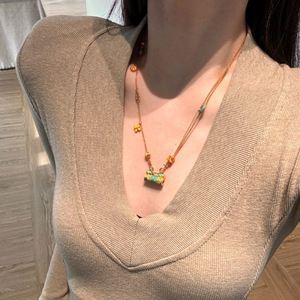 Collar con Colgante de Candado de Longevidad, Diseño Único de Estética Tradicional China, Chapado en Oro de 22K, Plata S925 con Esmalte, para Mujer, Marca Dylam - Product Image 3