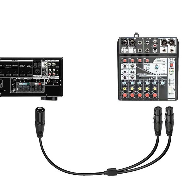 OEM Good Quality Y Splitter XLR 3 Pin Female to Dual Male Cable DMX 512 Balanced Audio Adapter Cable for Microphone Stage Light