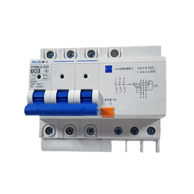 3P 63A RCCB Best Elcb for Home Elcb Earth Leakage Circuit Breaker Earth Leakage with Overload protection