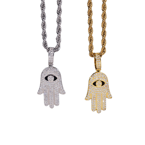 Wholesale 925 Sterling Silver Micro Paved VVS Moissanite Diamond Iced Hamsa Hand Pendant Hip Hop Jewelry Gift for <b>Rappers</b> - Product Image 1