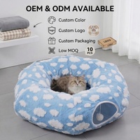Nouveau tunnel-lit pour chat en peluche douce, pliable, en forme de donut, confortable, pour animaux de compagnie, maison de jeu interactive, nid de sommeil intérieur, OEM, collection 2026, vente chaude