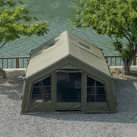 Tente gonflable en mélange de coton pour 8-10 personnes, conception coupe-vent imperméable, spacieuse, avec pompe gratuite, tissu Oxford pour le camping en famille