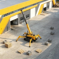 Grue araignée flexible avec benne, rotation hydraulique et transport sécurisé de matériaux pour les chantiers de construction