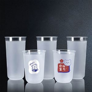 Disposable 640ml 22oz Thick Hard U Shape Takeaway Packaging Juice Cup Plastic <b>Boba</b> <b>Bubble</b> Tea Cup With Lid - Product Image 4
