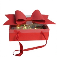 Boîte d'emballage cadeau de luxe en gros avec couvercle transparent et nœud en satin pour cadeaux de la Saint-Valentin, ensembles de boutique, événements