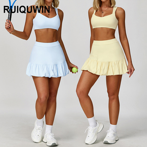 RUIQUWIN Vêtements de sport pour femmes 2025 soutien-gorge de sport dos nu respirant jupes courtes de course avec poche en maille ensemble de jupe de Tennis - Product Image 1