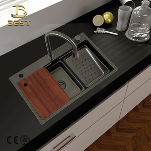 Delantal moderno más vendido, grifo de fregadero de cocina individual cuadrado frontal, diseño de cascada de panal multifuncional, antiarañazos - Product Image 6