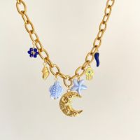 Diseño de moda Día de San Valentín Corazón Shell Cruz Fruta Flor Estrella de mar Diseño Joyería Collar con colgante de acero inoxidable