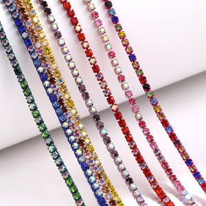 Nouvelle couleur en gros SS6/2mm Chaîne de <span class=keywords><strong>strass</strong></span> en verre 3D colorée motif 10 yards/rouleau à griffes pour bijoux et accessoires vestimentaires DIY - Product Image 4