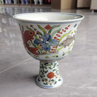 Tasse en céramique et porcelaine à pied haut, motif de fruits colorés peints à la main, style Art déco