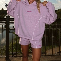 Collection Automne 2026 : Ensemble Tendance Femme – Survêtement Décontracté Personnalisé Streetwear Rose Imprimé Léopard, Hoodie Oversize et Short