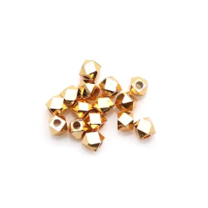 Encontrar Componente Gold Metal Hexagon Spacer Bead Charm Jewel Tiny Cube Bead Gold para Jóias Fazendo Fornecimento Atacado Encontrar DIY