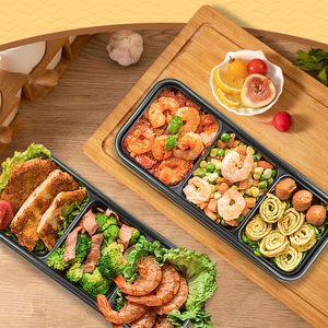 Japanese Rectangular Disposable PP Eco-friendly Recyclable Food Packaging To-go Takeaway Bento <b>Lunch</b> <b>Box</b> 2 3 Portion <b>Compartment</b> - Product Image 3