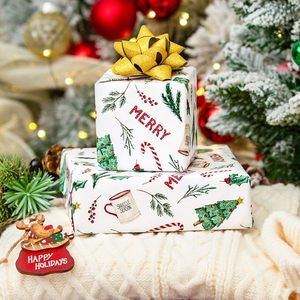 Flyhill Christmas Wrapping Paper 17 Inch X 33 Feet White Gift Wrap With Trees Pine Leaves Merry Design Recyclable - Product Image 6