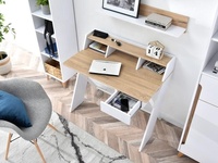 Bureau d'Étude Moderne avec Table d'Écriture, Bureau d'Ordinateur avec Étagère de Rangement Ouverte, Bibliothèque, Gain de Place, Meubles de Bureau à Domicile, Montage Facile