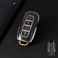 Housse de clé de voiture Ford Territory Equator Transit en TPU, 4 boutons, étui de clé intelligente avec garniture dorée, compatible signal, moulage 1:1