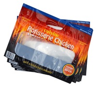 Sac d'emballage en plastique personnalisé, avec poignée debout, fermeture à glissière, pour Grill chaud, rôti, poulet rôti