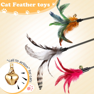 Premium <b>Interactive</b> <b>Cat</b> Teaser <b>Toy</b> Eco-Friendly Feather Spring with Bell and Feather Wand Fashion Style New BOLE PET - Product Image 3