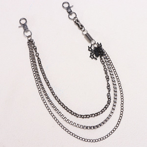 Hip Hop Punk Metal Multi Layered <b>Chain</b> Waist <b>Chain</b> Gunmetal Spider Pendant <b>Jeans</b> Accessory Casual Streetwear Style - Product Image 3