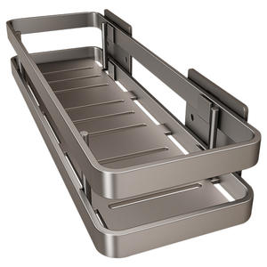 Étagère murale moderne à double niveau en acier inoxydable pour salle de bain, avec design étanche et non pliable - Product Image 1