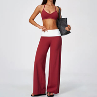 Ensembles de pantalons plissés taille haute à jambes larges rafraîchissants pour filles, vestes courtes zippées intégrales avec hauts rembourrés, tenues de sport pour femmes