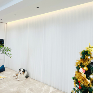 Smart Electric Dream Hotel Apartment Curtains <strong>Wide</strong> Slats Transparent Vertical <strong>Blinds</strong> Built-In Plain Polyester Material Room - Product Image 1