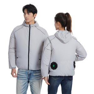 Veste d'extérieur d'été décontractée à manches longues pour hommes, <span class=keywords><strong>taille</strong></span> XS, capuche avec ventilateur de refroidissement, col montant, logo avant, protection solaire - Product Image 1