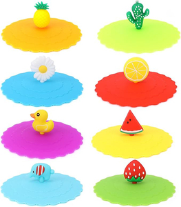 Foldable Reusable Eco-Friendly Heat Resistant Silicone Lids DIY Custom Cartoon 10cm <b>Cups</b> <b>Saucers</b> Bulk Package for Business Gifts - Product Image 1