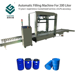 Machine de remplissage entièrement automatique pour bidons et fûts de <span class=keywords><strong>50</strong></span>, 100 et 200 <span class=keywords><strong>litres</strong></span>, 220V, pour liquides moussants et corrosifs, avec écran tactile - Product Image 1