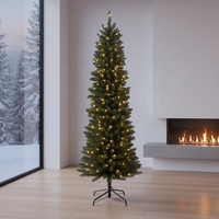 Arbre de Noël Artificiel Moderne de Haute Qualité (0,9m-2,7m) avec Support Métallique, Personnalisable, en PE et PVC Mélangés, Écologique, Décoration LED