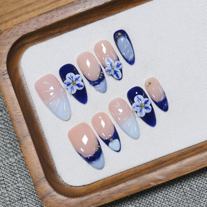 <span class=keywords><strong>Uñas</strong></span> Postizas Hechas a Mano <span class=keywords><strong>de</strong></span> Alta Calidad, Estilo <span class=keywords><strong>Porcelana</strong></span> Azul y Blanca, Accesorios con <span class=keywords><strong>Diseños</strong></span> Personalizados Disponibles, Precio al por Mayor - Product Image 1