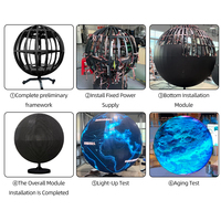 Écran LED sphérique panoramique à 360 degrés, forme créative, taille personnalisée, assemblage sans soudure, pour centres commerciaux et points de repère