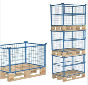 Contenedor plegable de <span class=keywords><strong>metal</strong></span> con jaula de alambre de acero de almacén a la venta - Product Image 3