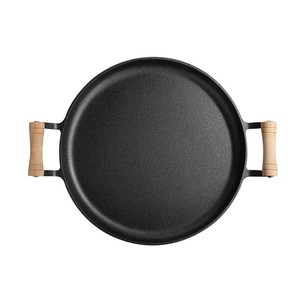 Poêle à frire <span class=keywords><strong>en</strong></span> <span class=keywords><strong>fonte</strong></span> de 33 cm à double poignée, plaque de cuisson et poêle à crêpes non revêtue, wok antiadhésif universel pour cuisinière à gaz et à induction, sans couvercle - Product Image 5